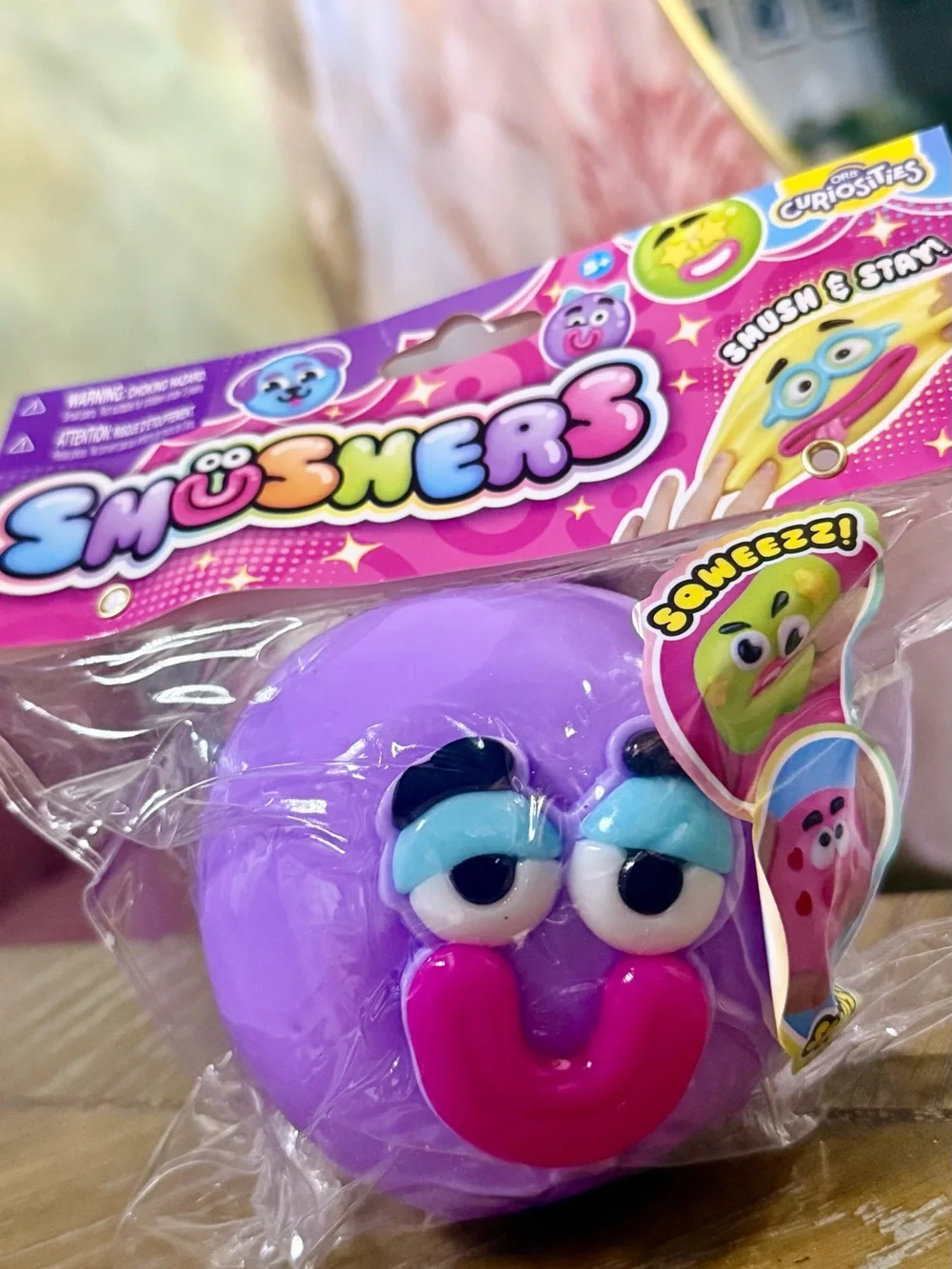 Smushers NIB Original Light Purple Silly Face!